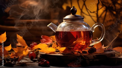 herb brown tea drink autumnal illustration background organic, ingredient sweet, traditional delicious herb brown tea drink autumnal