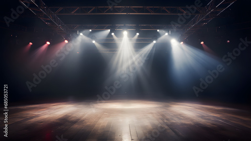 Empty stage with dramatic lighting before the performance