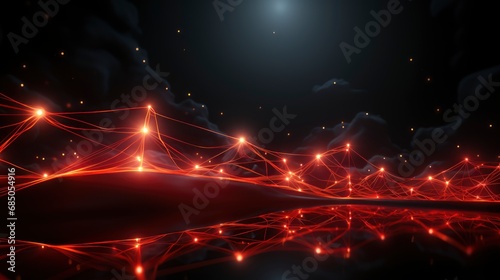 Abstract Connected Dots On Bright Red , Background HD For Designer