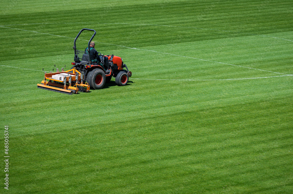 caring football field at the stadium