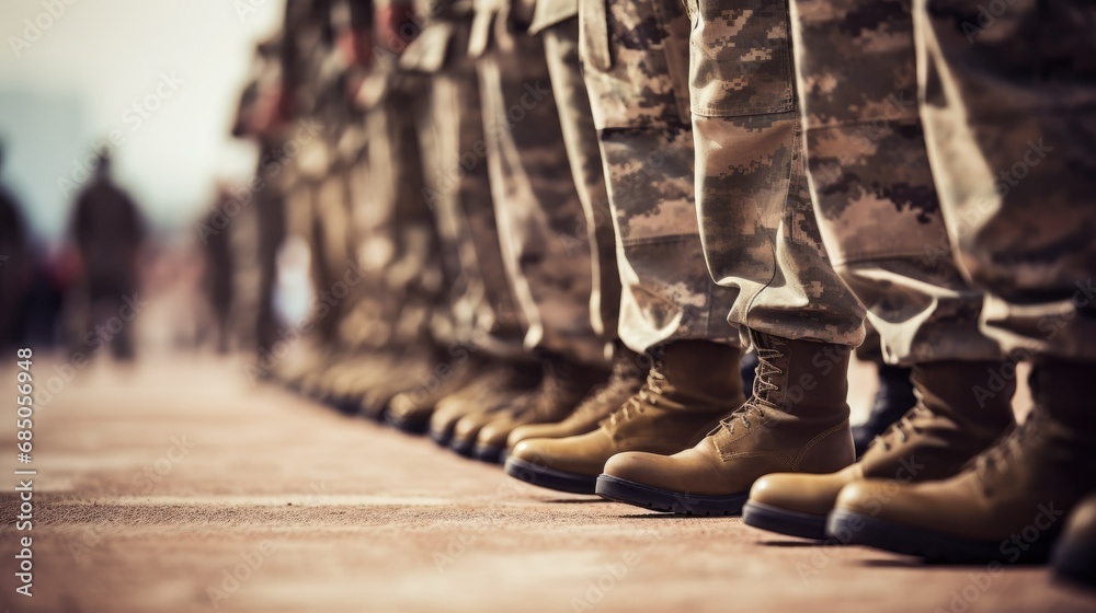 Army soldiers in a military formation, lined up in neat rows Stock ...
