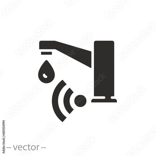 tap sensor icon, smart water system, automatically dispense liquid, flat symbol - editable stroke vector illustration