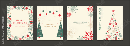 クリスマスカードセット　フレーム　背景　ツリー　オーナメント　おしゃれ