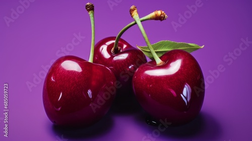 cherries_fruit_photorealism_style_on_purple_background