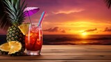 fruit rum cocktail drink tropical illustration ice glass, alcohol beverage, food summer fruit rum cocktail drink tropical