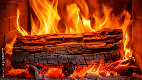 Fire burning in a fireplace 