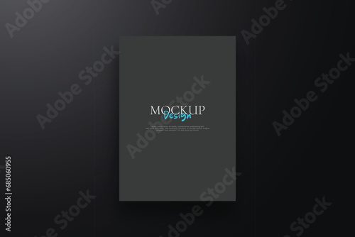 Blank plain black book cover mockup, top view, black mock up isolated background with Textured Hard Cover
