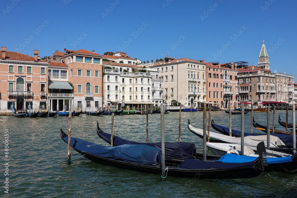 View from Punta della Dogana of the palaces and beautiful houses along the Grand Canal in the San Marco district of Venice