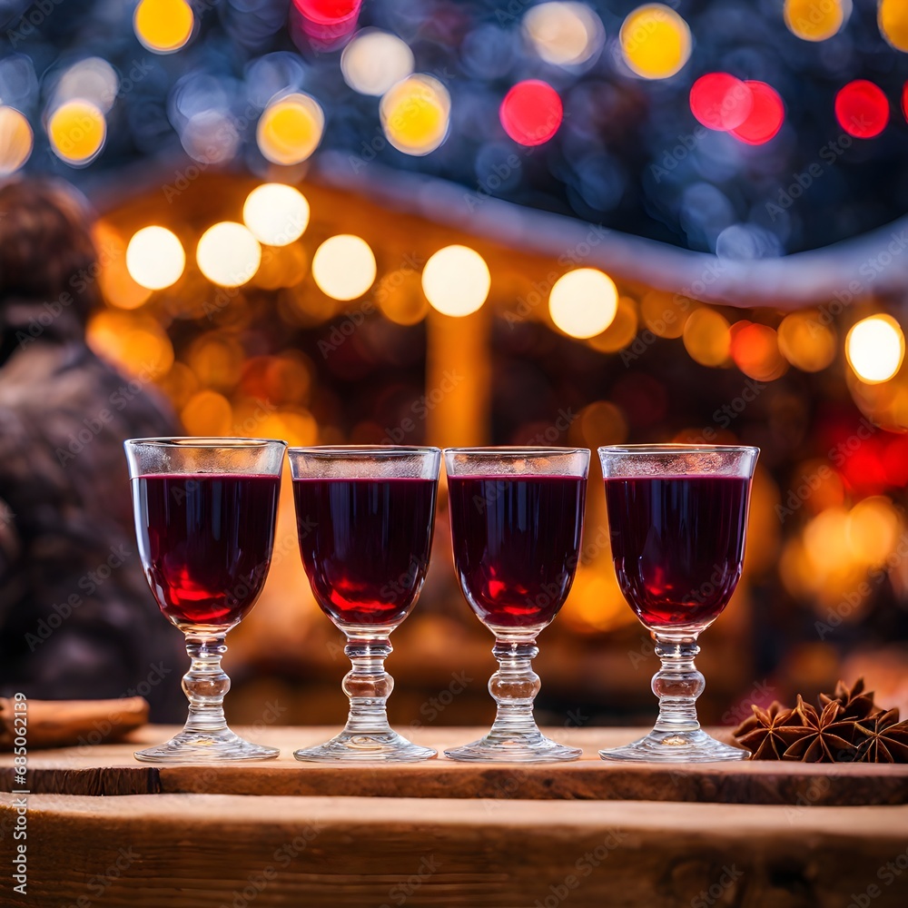 Roter Glühwein im Glas auf dem Weihnachtsmarkt Stock Illustration ...