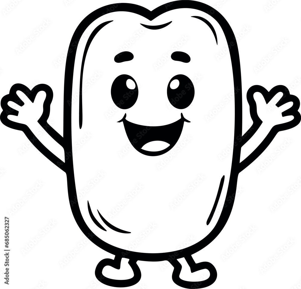 Food mascot in black and white: a minimalist, full-body vector illustration on a transparent background. Generative AI Food mascot in black and white: a minimalist, full-body vector illustration on a transparent background. Generative AI