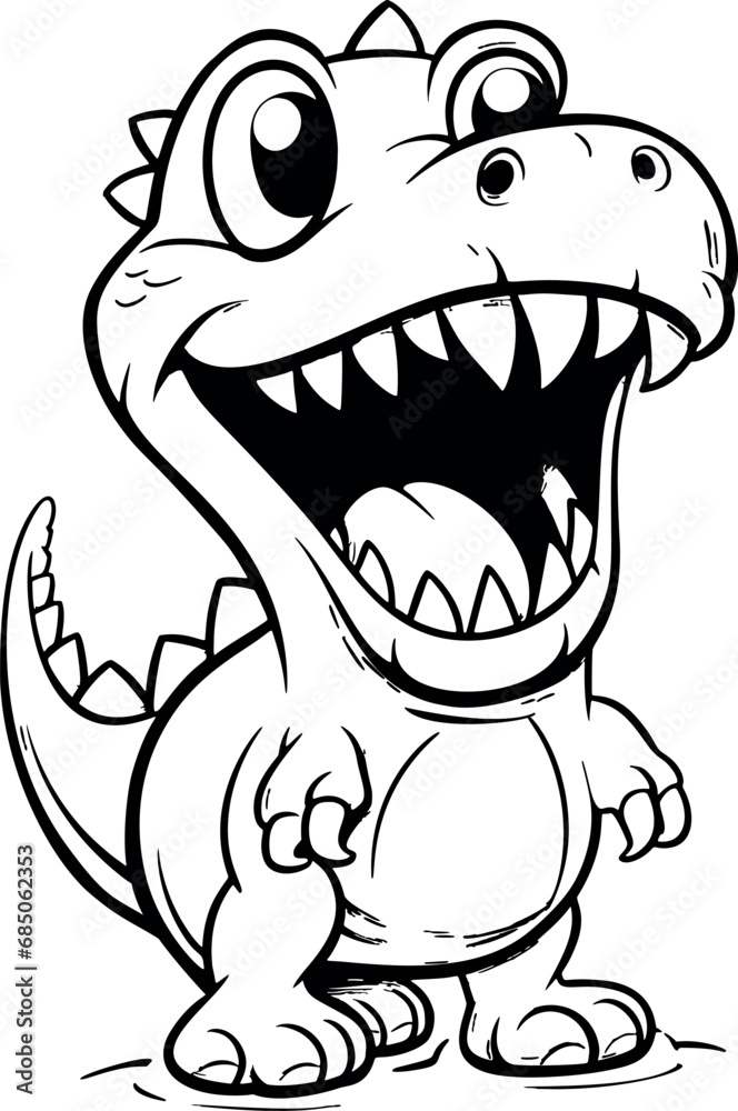 Fototapeta premium Happy dinosaur in a whimsical cartoon style, radiating joy and playfulness atop a transparent background. Generative AI