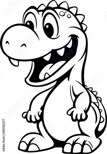 Happy cartoon dinosaur on a transparent background  radiating joy and playfulness. Generative AI