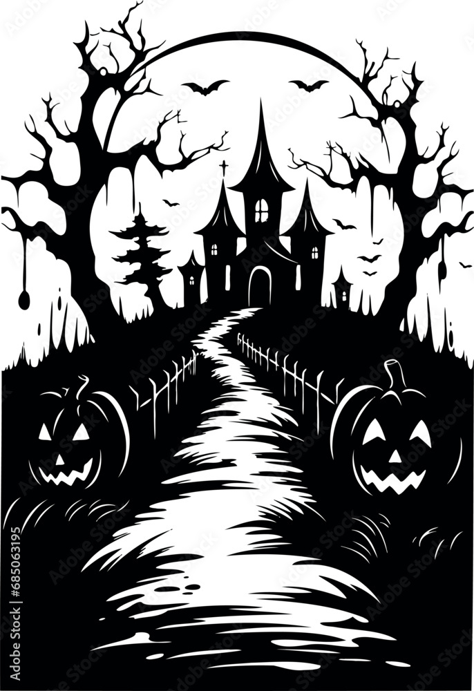 Φωτογραφία Sinister black silhouette of a frightful, yet whimsical cartoon sketch, rendered in minimalistic black and white