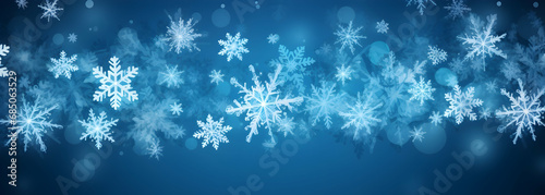 Blue christmas banner with snowflakes merry christmas background. Christmas background Blue