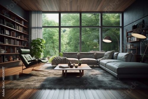 living room interior with modern home sofa. generative ai © LivroomStudio