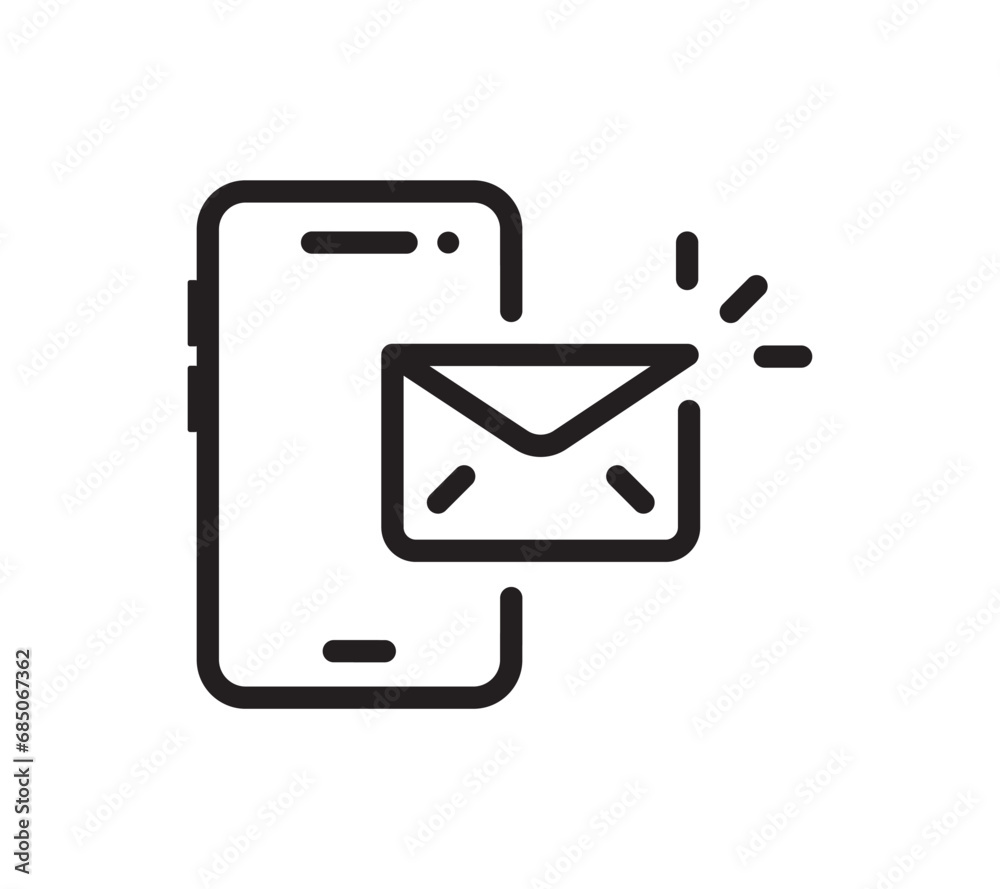 Mobile phone message notification vector icon. Vector illustration Mobile phone message notification vector icon. Vector illustration