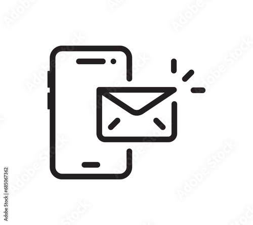 Mobile phone message notification vector icon. Vector illustration photo