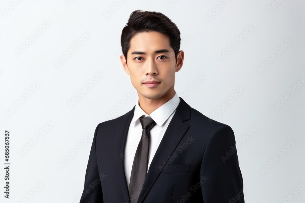 Portrait of Asian businessman on plain background and copy space Portrait of Asian businessman on plain background and copy space