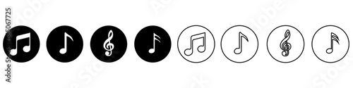 Music notes vector icon set. Note illustration sign collection. Music symbol or logo.