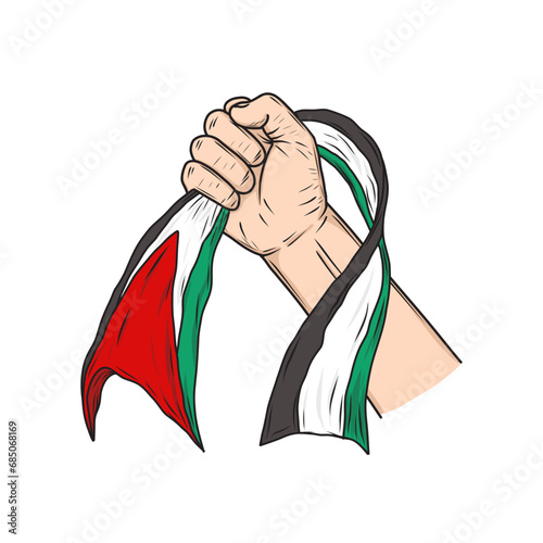 People holding national palestine flag. Palestine Happy independence day. Freedom for Palestine.Symbol humanity, freedom, support, patriotic, protest.