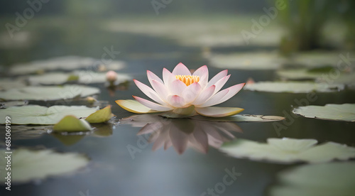 A very beautiful picture of a lotus in the middle of the marsh