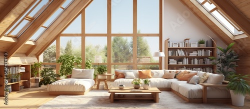 Impressive wood and skyligh...
