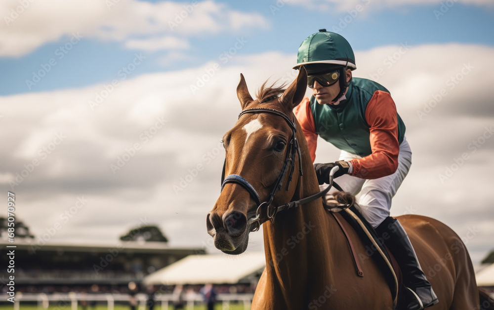 Obraz premium horse race with jockey on the field