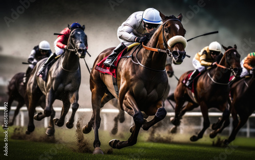 horse race with jockey on the field © PRASANNAPIX