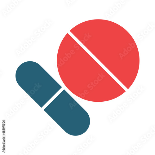 Pills Glyph Two Color Icon Design