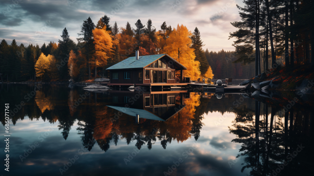 A cabin on a lake
