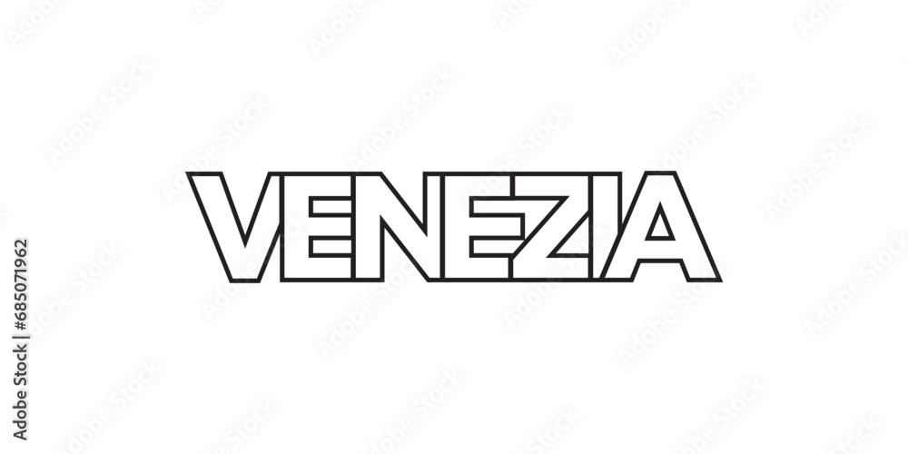 Venezia in the Italia emblem. The design features a geometric style, vector illustration with bold typography in a modern font. The graphic slogan lettering. Venezia in the Italia emblem. The design features a geometric style, vector illustration with bold typography in a modern font. The graphic slogan lettering.