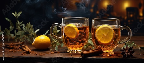 Healing hot tea made with l...