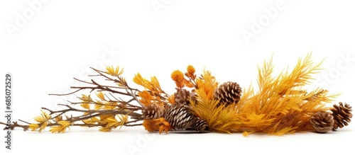 Dead pine branch and yellow...