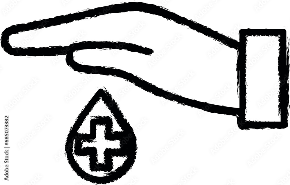 care, blood vector icon in grunge style