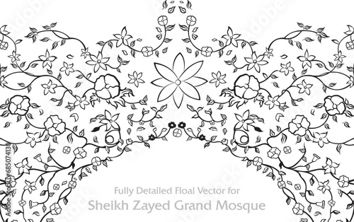 Fully Detailed Floral Vector Pattern for Sheikh Zayed Grand Mosque (SZGM)