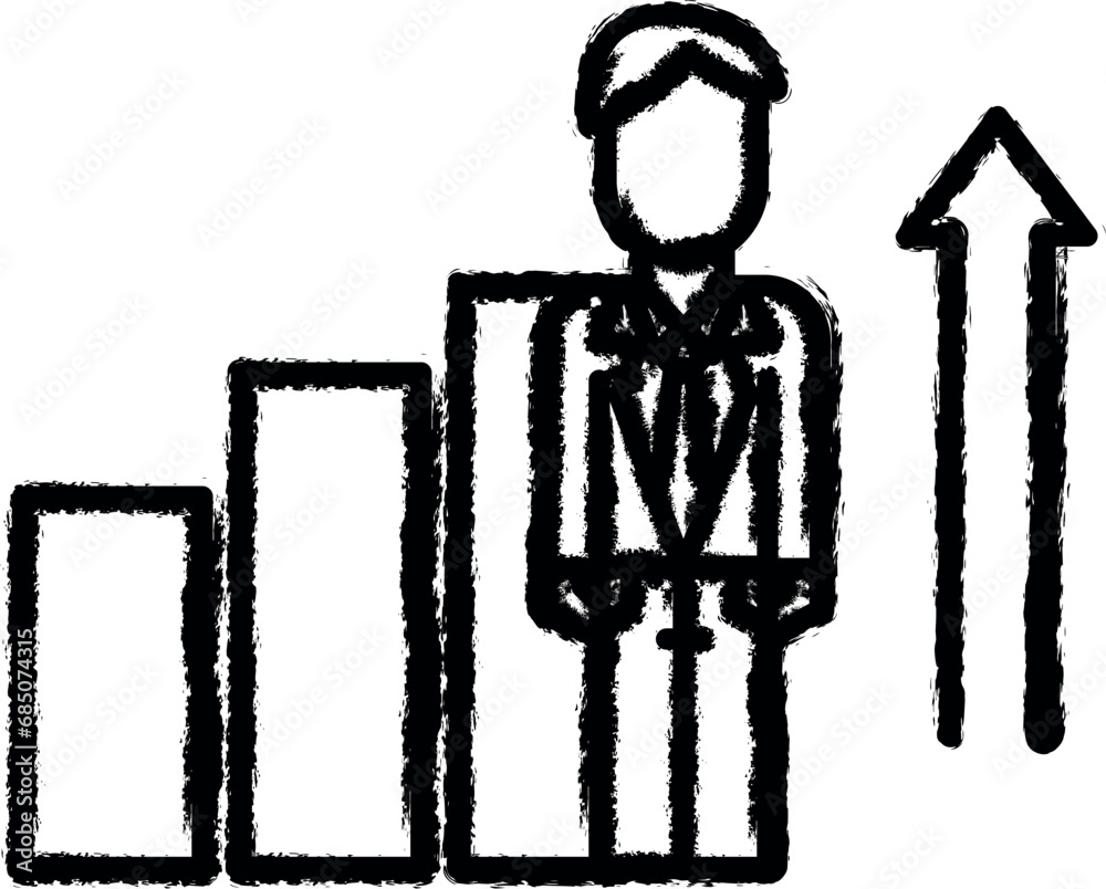 Corporate and business, growth vector icon in grunge style Corporate and business, growth vector icon in grunge style