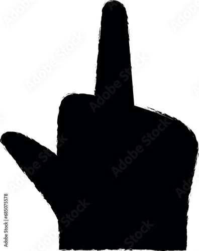 Hand, fingers, gesture, middle finger vector icon in grunge style