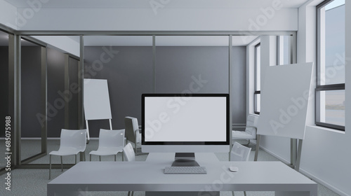 Elegant office interior. Mixed media. 3D rendering. © COK House