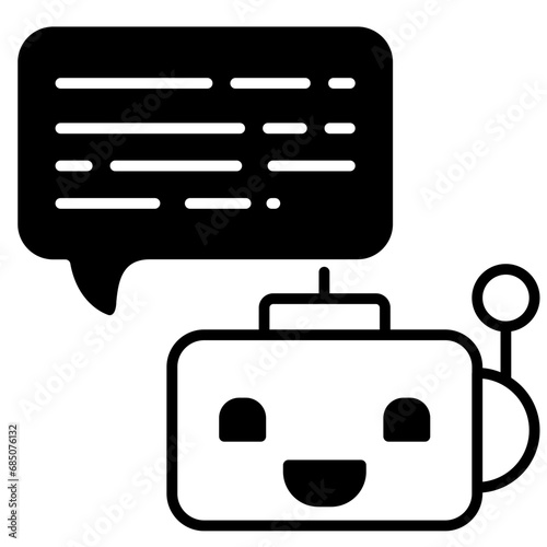 Bot chat solid glyph icon illustration