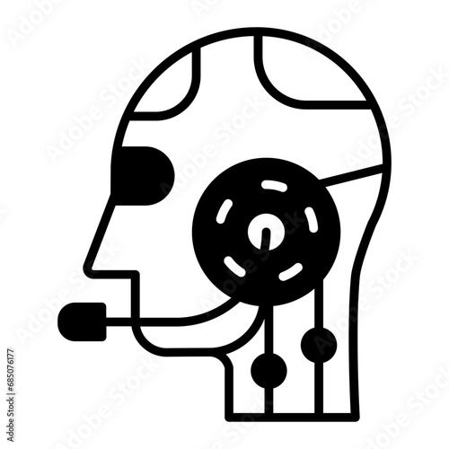 Bot service solid glyph icon illustration