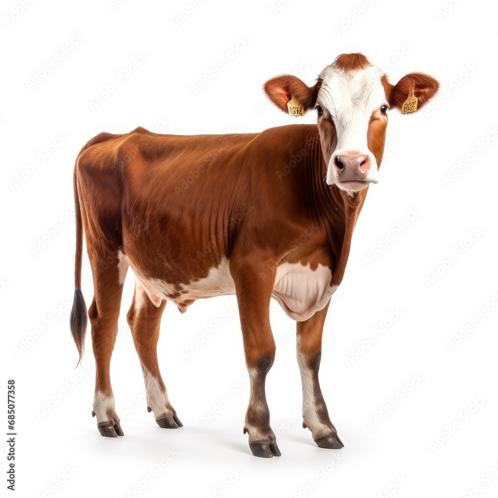 Beautiful Cow on white background, isolated, professional animal photo