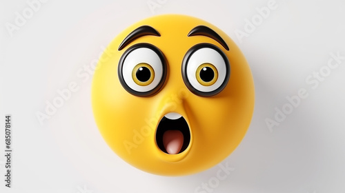 3D rendering Surprised emoji on white isolated background with blackeye photo