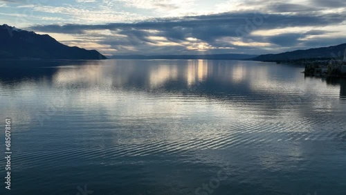 Switzerland Drone Footage, Lake, Mountain View