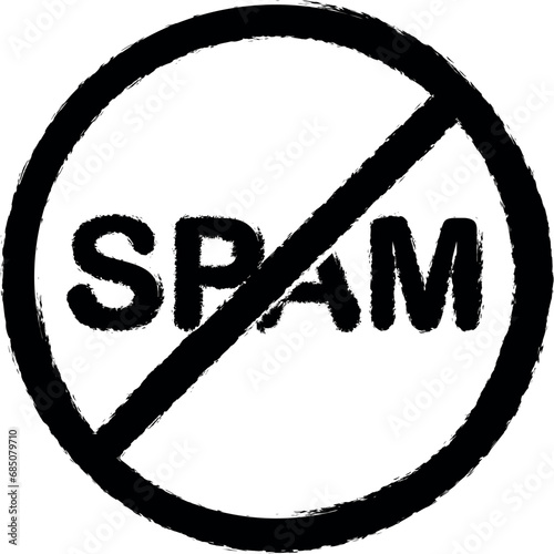 ban on spam vector icon in grunge style