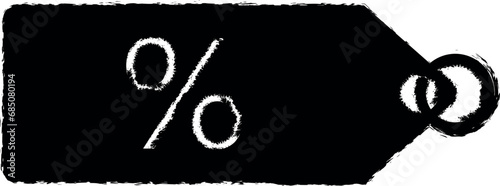 percentage tag vector icon in grunge style