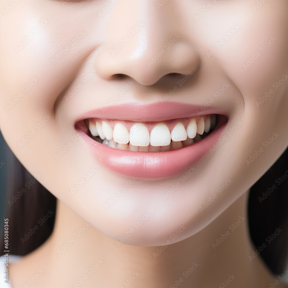 Healthy teeth whitening smile of Asian woman. Dental concept Healthy teeth whitening smile of Asian woman. Dental concept