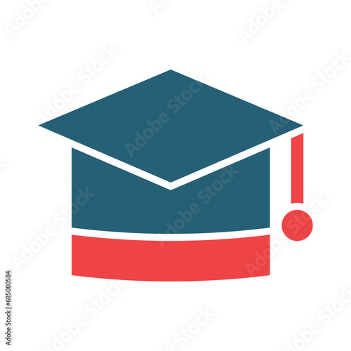 Mortar Board Glyph Two Color Icon Design