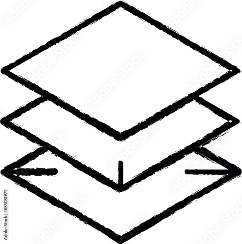 3D printing, layers vector icon in grunge style