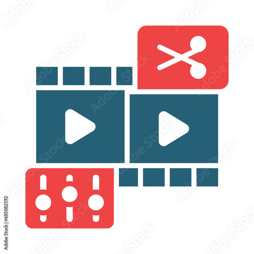 Video Editing Glyph Two Color Icon Design