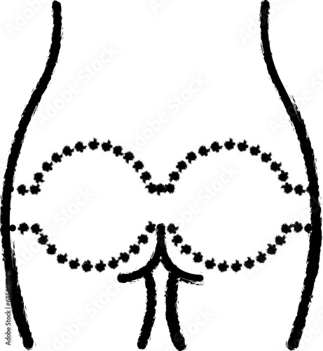 Buttock lift, woman body vector icon in grunge style